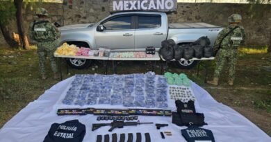 Aseguran Armas y Droga en Peñón Blanco, Durango