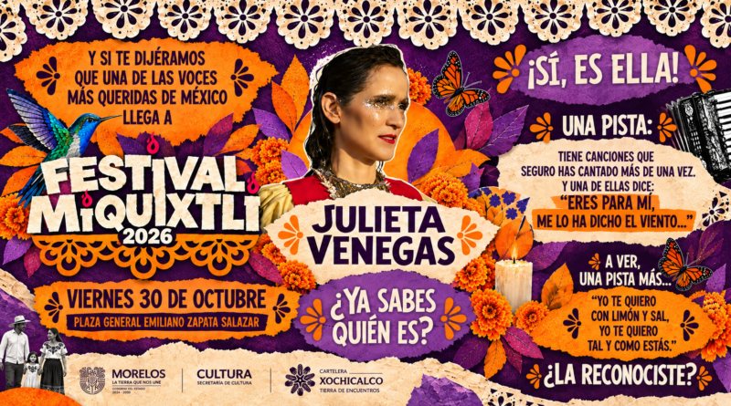 Julieta Venegas Llegará al Festival Miquixtli 2026 en Cuernavaca